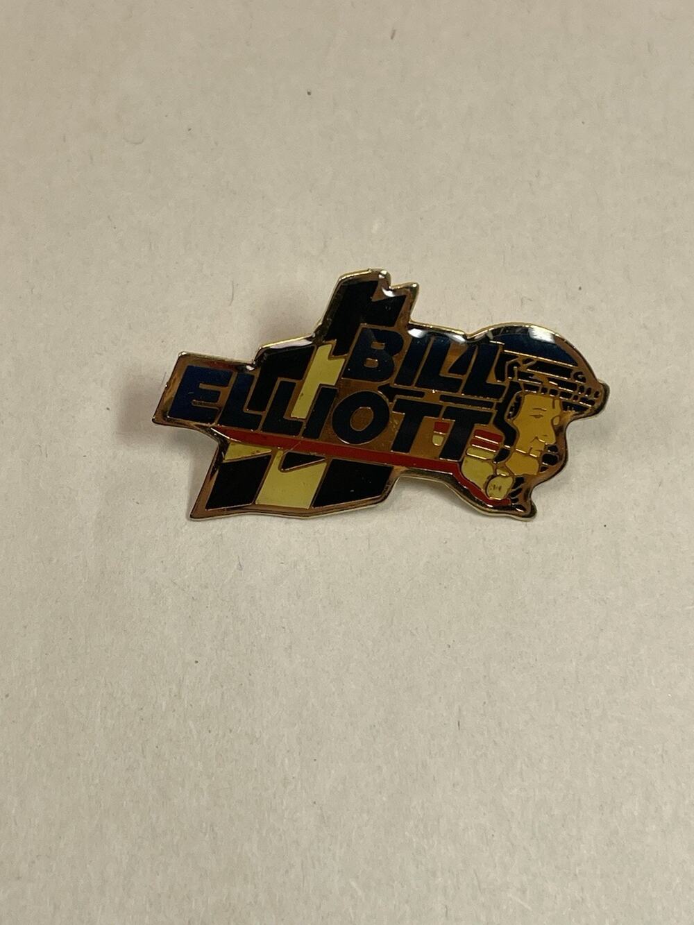 Vintage Bill Elliott NASCAR Racing Enamel Lapel Pin Gold Tone